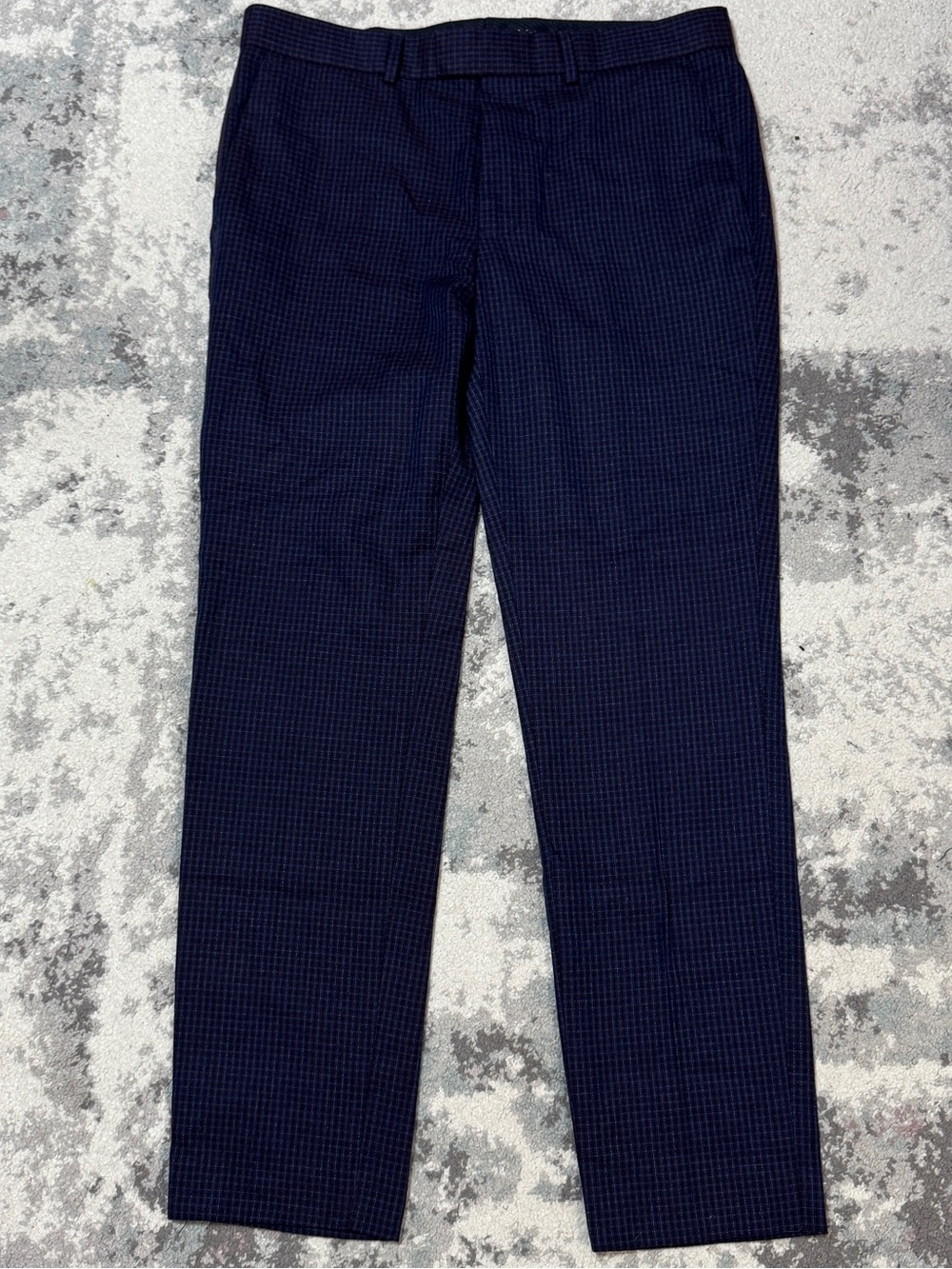 Topman Navy Check Tailored Dress Pants